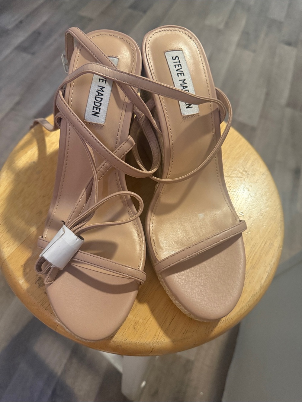 Steve Madden Blush-Tone Wrap Strap Heels